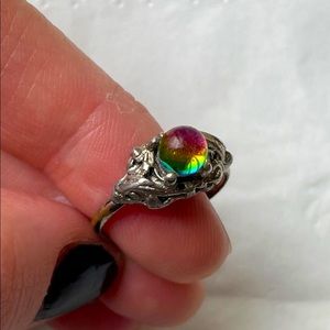 Multi color crystal ball ring
